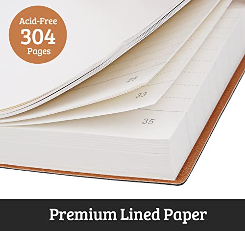 Gosirm Lined Notebook Journal, Large Leather Journals for Writing Women Men, Thick Lined Journal Notebook for Work, College Ruled Daily Journal 304 Pages with 100GSM Paper, B5 (7.6'' X 10'') Green