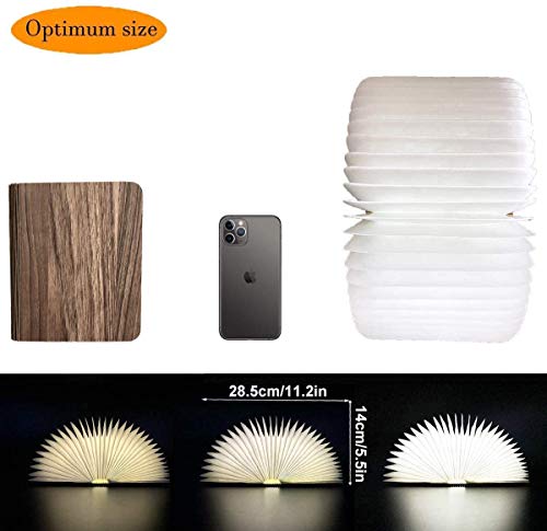Anwick Lamp Book Large Size Folding Mood Light, Novelty LED Night Light, USB Large Capacity Rechargeable Wooden Table Lamp