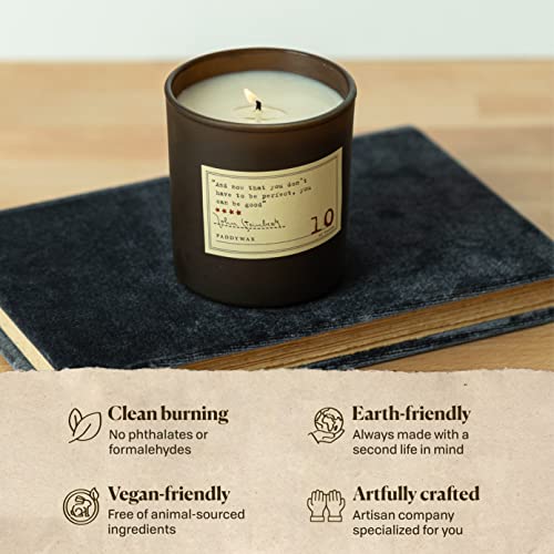 Paddywax Library Collection John Steinbeck Scented Soy Wax Candle, 6.5-Ounce, Smoked Birch & Amber
