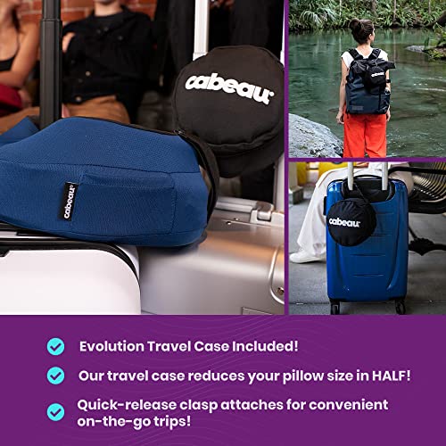 Cabeau Evolution S3 Travel Neck Pillow Memory Foam Neck Support, Adjustable Clasp, and Seat Strap Attachment - Comfort On-The-Go with Carrying Case for Airplane, Train, and Car (Steel Grey)