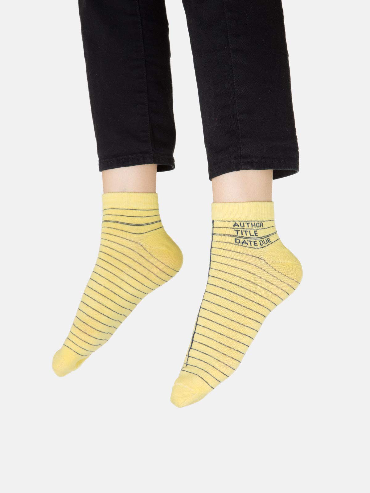 Out of Print Library Card Ankle Socks 4-pack Unisex Large