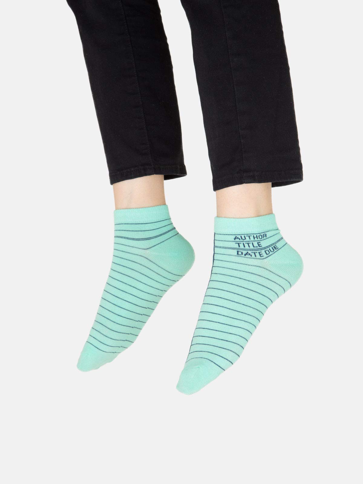 Out of Print Library Card Ankle Socks 4-pack Unisex Large