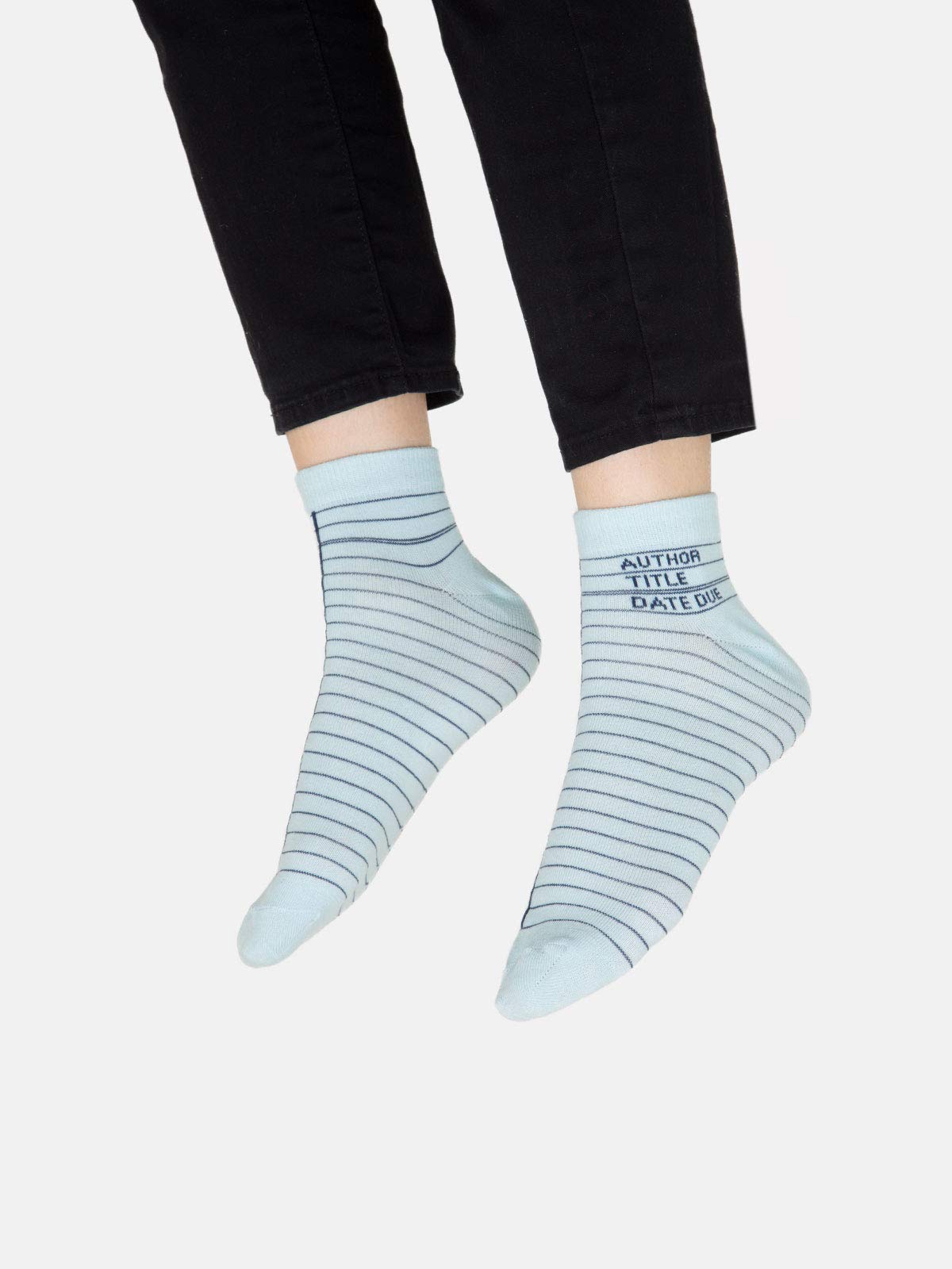 Out of Print Library Card Ankle Socks 4-pack Unisex Large