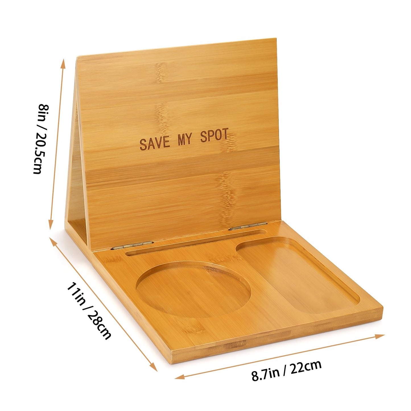 3HQ Wooden Book Stand Holder for Page Rest, Unique Book Nook Reading Valet with Cup, Glasses & Pen Holder, Book Lovers Gift Ideas