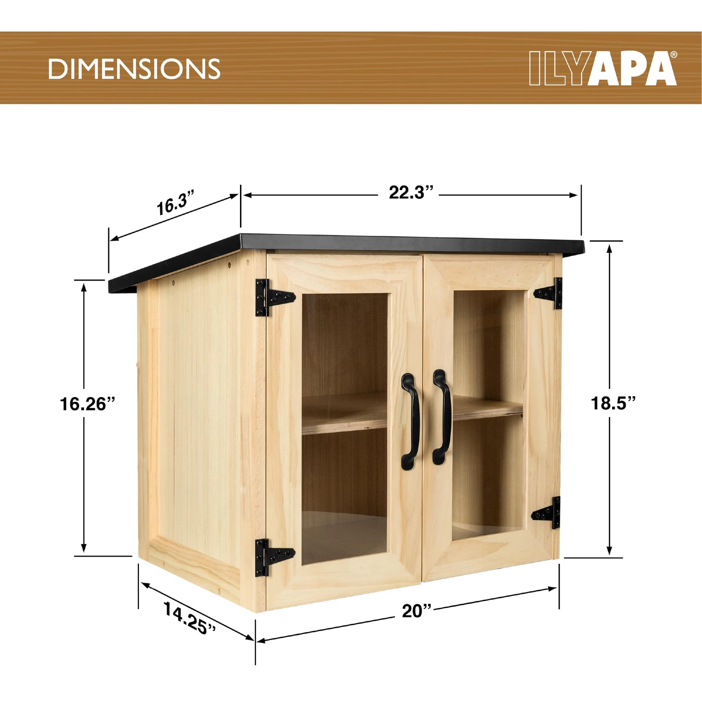 Ilyapa Little Free Library Box Outdoor Kit Free Community Book Exchange 20x14x19 inch Wood Cabinet for Sharing Literature, Books, Flyers, Food & Art with Your Neighborhood, Students or Teachers