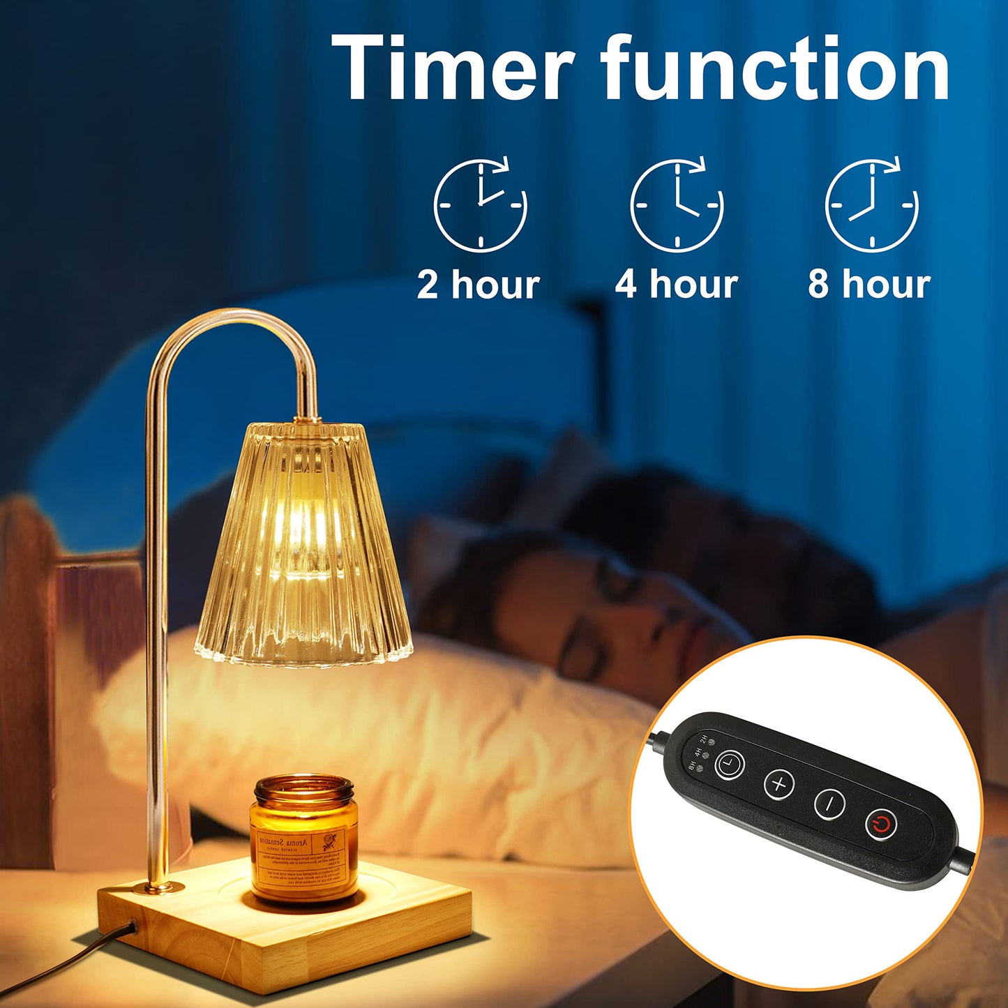 Candle Warmer Lamp - Dimmable Scented Electric Candle Warmer with Timer, Compatible with Large & Small Candle Jars, 4 Bulbs Included(Clear)