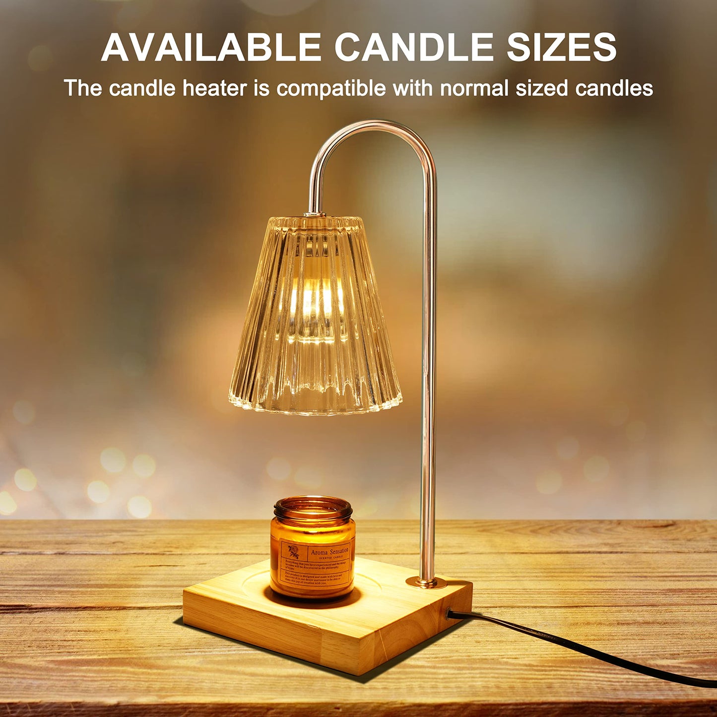 Candle Warmer Lamp - Dimmable Scented Electric Candle Warmer with Timer, Compatible with Large & Small Candle Jars, 4 Bulbs Included(Clear)