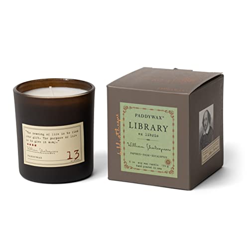 Paddywax Library Collection William Shakespeare Scented Soy Wax Candle, 6.5-Ounce, Paprus, Palm & Eucalyptus