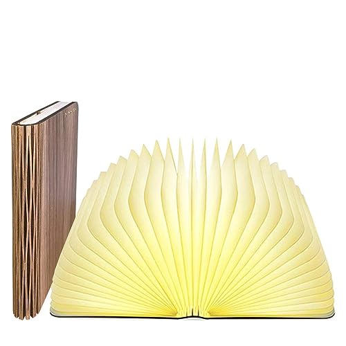 Anwick Lamp Book Large Size Folding Mood Light, Novelty LED Night Light, USB Large Capacity Rechargeable Wooden Table Lamp