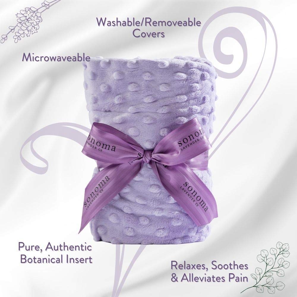 Sonoma Lavender Spa Heat Wrap for Neck, Shoulders and Lower Back, Microwaveable Lavender Aromatherapy Heating Pad, Removable and Washable Covers, Stress and Pain Relief (9" x 26", Lilac Dot)