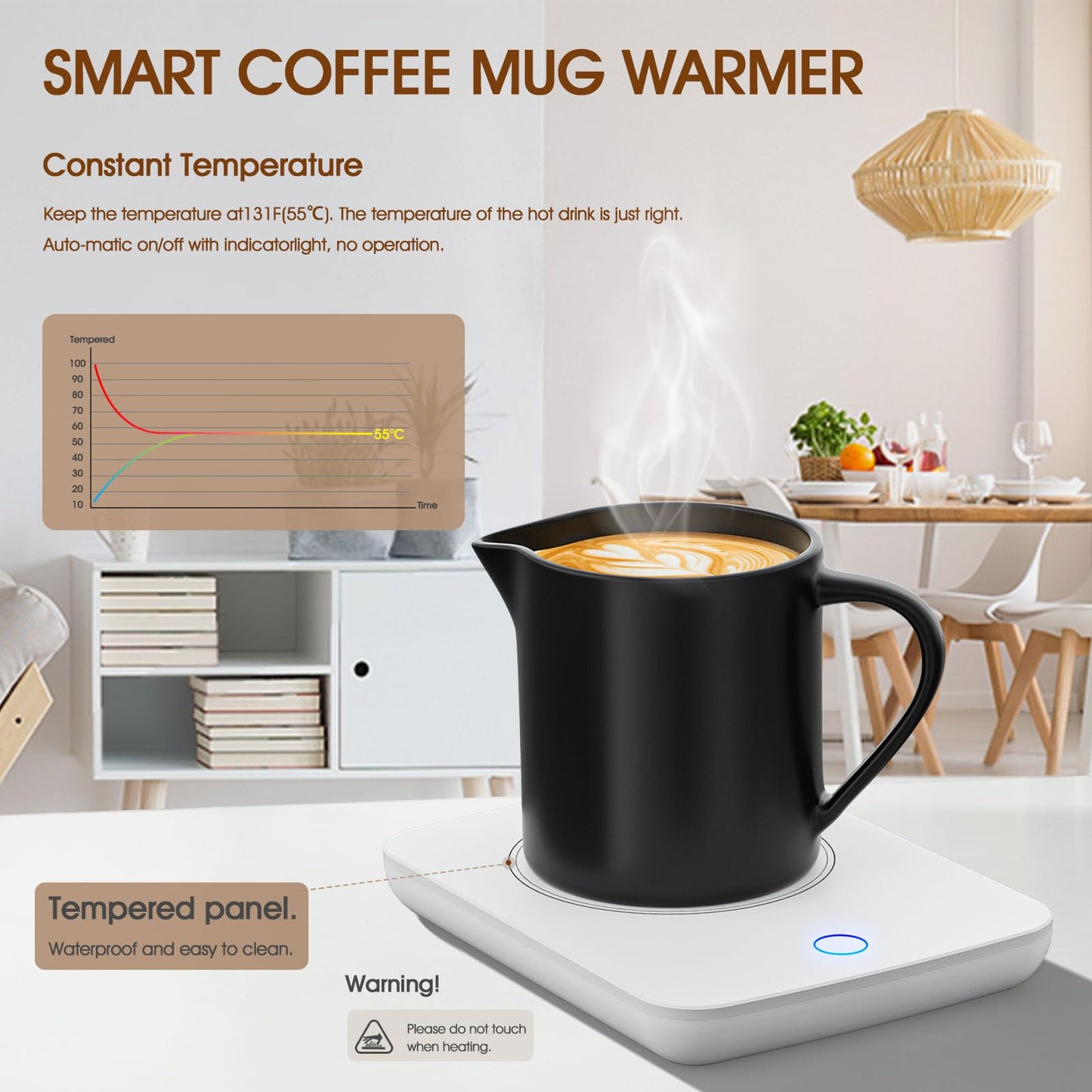 Misby Mug Warmer, Coffee Warmer for Desk Auto Shut Off Coffee Lovers Gift Ideas, Smart Coffee Cup Warmer with Gravity-Induction Coffee Mug Warmer for Desk Use Keep Beverages Coffee Warmer (White)