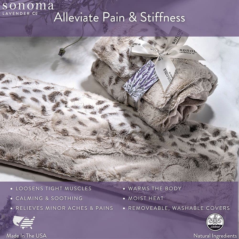 Sonoma Lavender Spa Heat Wrap for Neck, Shoulders and Lower Back, Microwaveable Lavender Aromatherapy Heating Pad, Removable and Washable Covers, Stress and Pain Relief (9" x 26", Lilac Dot)