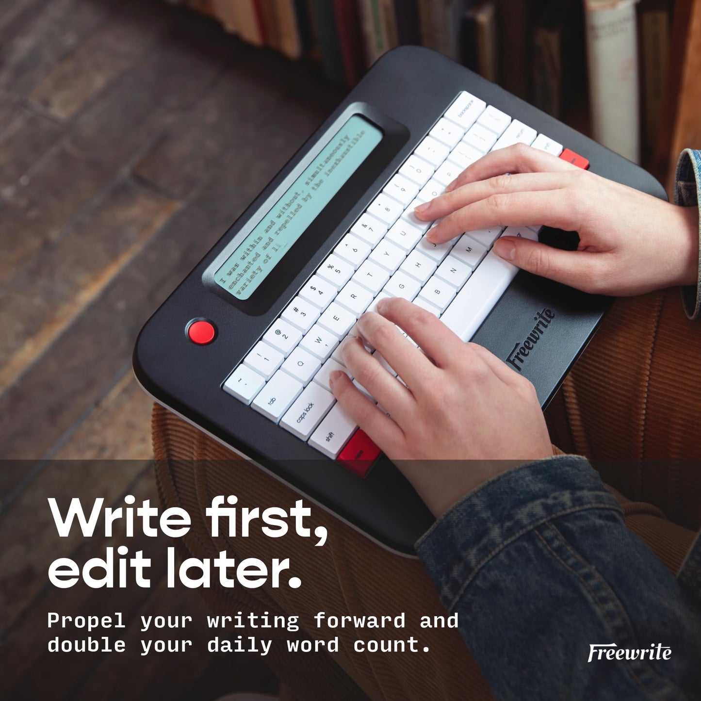 Freewrite Alpha | Portable Digital Typewriter with LCD Display, Long Battery Life, & Wi-Fi Backup for Writers | Distraction-Free Word Processor | Electronic Typewriter w/Full-Size Mechanical Keyboard