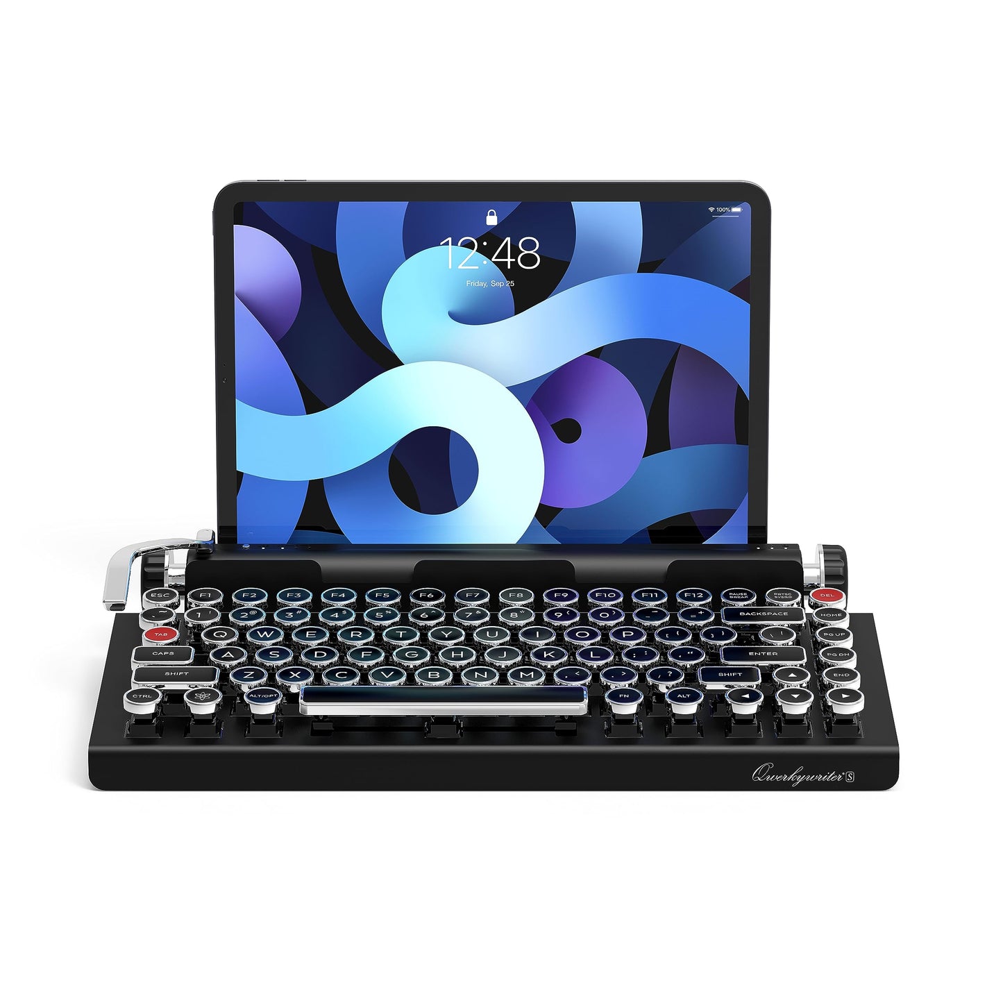 Qwerkywriter S Typewriter Inspired Retro Mechanical Wired & Wireless Keyboard with Tablet Stand