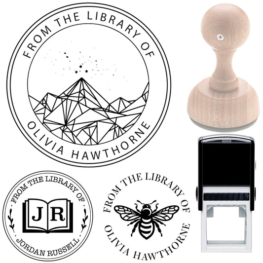 Velaris Personalized Library Stamp from Ex-Libris, Custom Wood or Self-Inking, 7/8" x 2 3/8"