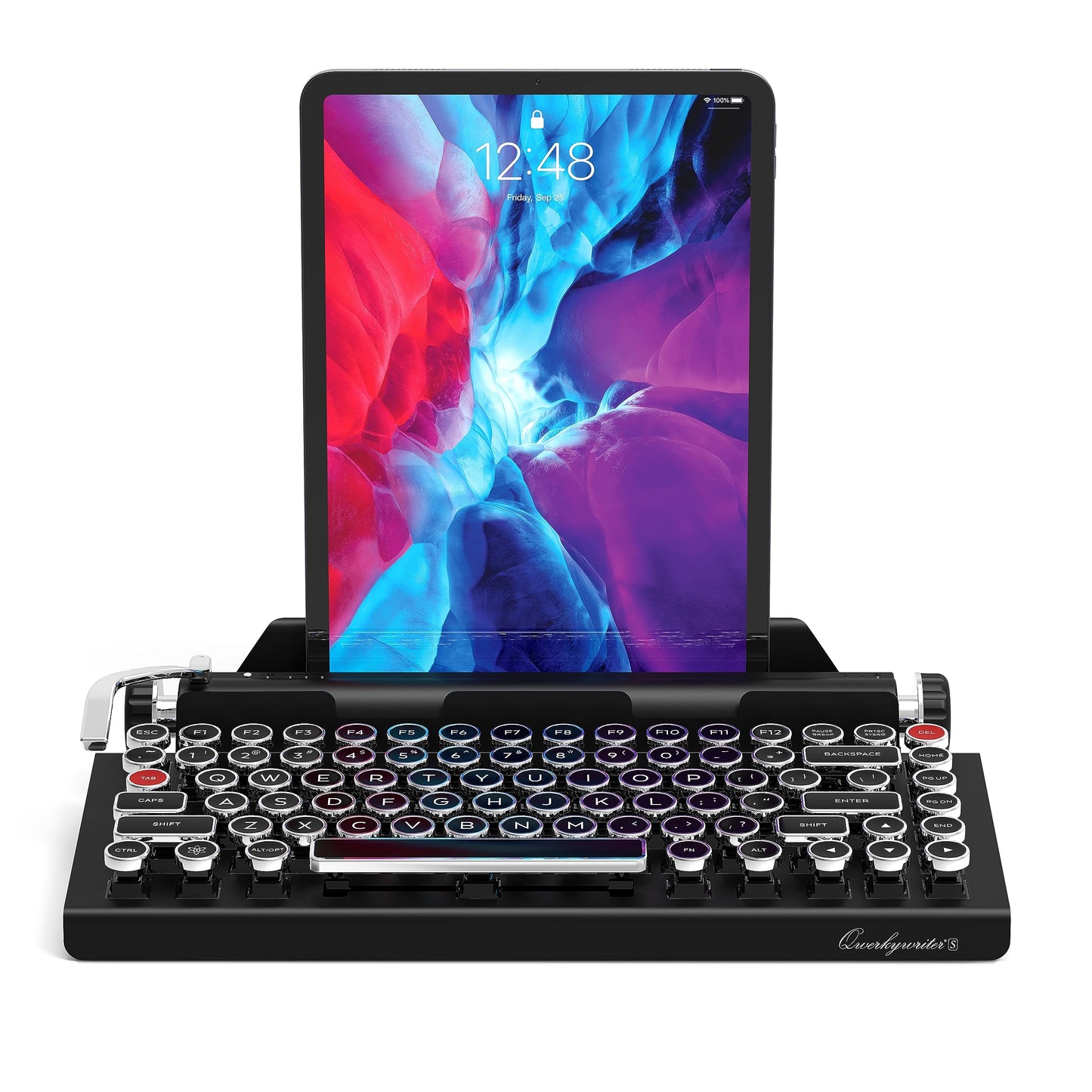 Qwerkywriter S Typewriter Inspired Retro Mechanical Wired & Wireless Keyboard with Tablet Stand