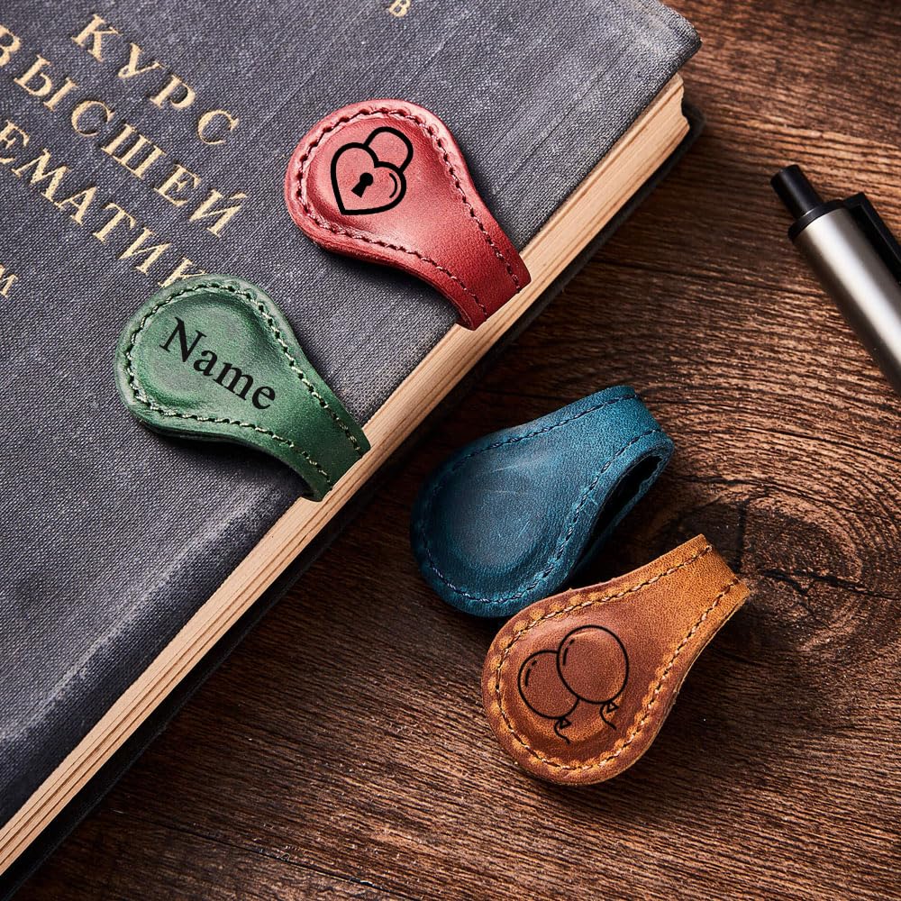 Personalized Leather Magnetic Bookmarks for Women Custom Engraved Motivational Text Book Marker Clip Gift for Book Lover Readers Women Kids(Leather Magnetic Bookmark)
