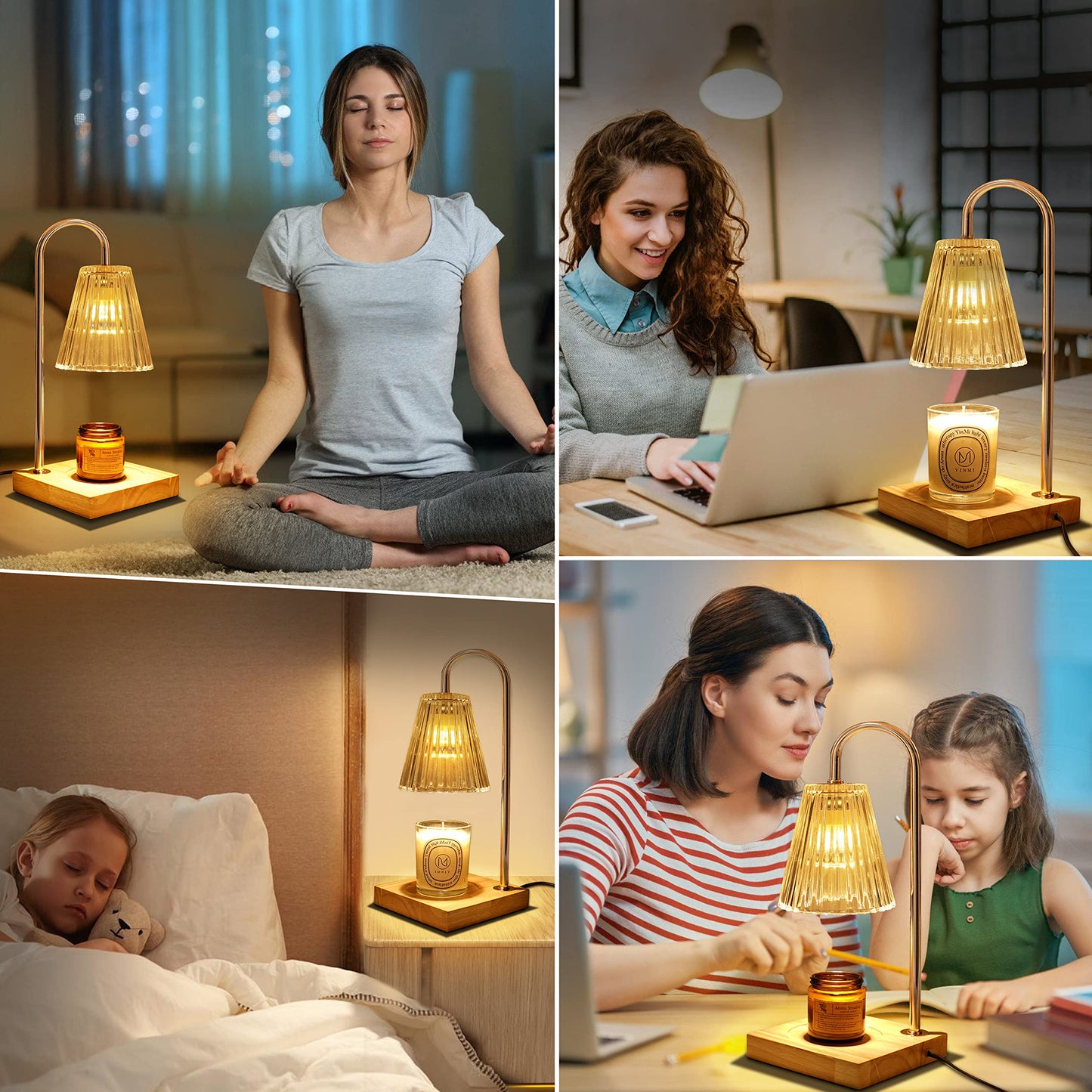 Candle Warmer Lamp - Dimmable Scented Electric Candle Warmer with Timer, Compatible with Large & Small Candle Jars, 4 Bulbs Included(Clear)